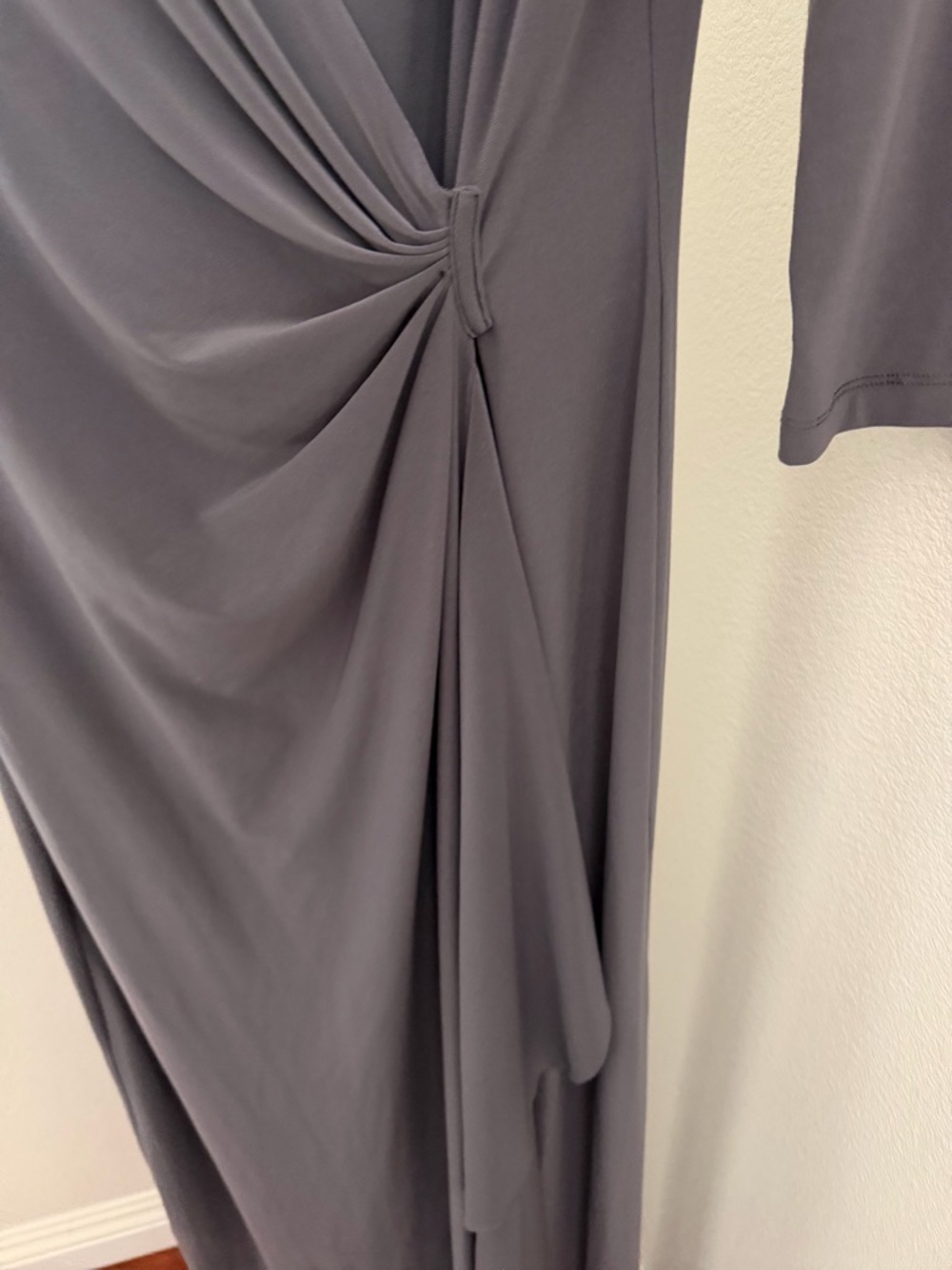 Ralph Lauren Elegant Gray faux Wrap-Front Maxi Dress sz 12p - Picture 4 of 5